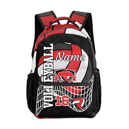 Volleyball Sport Red White Backpack Shoulder Shopping Bag Travel Casual Bags with Name Text - color: Backpack 15