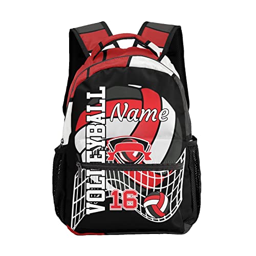 Volleyball Sport Red White Backpack Shoulder Shopping Bag Travel Casual Bags with Name Text - color: Backpack 15
