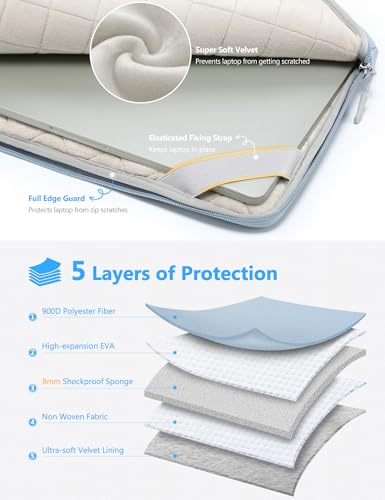 HYZUO 13 Inch Laptop Bag Sleeve Case for MacBook Air 13 M5 M4 M3 M2 M1 A3449 2026-2018, 13" MacBook Neo 2026 A3404, MacBook Pro 13 M2 M1 2026-2016, iPad Pro/Air 13, Surface Pro, XPS 13, Pale Blue - color: Pale Blue, size: 13 Inch