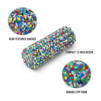 Mini Gear-Textured Foam Roller, 13-Inch Portable EPP Roller for Travel, Gym & Home Workouts