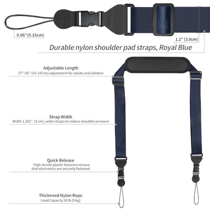 FIEIL Universal Shoulder Strap, Neoprene Padded Bag Strap with Double Adjustable Buckles, Comfortable Neck Lanyard for Camera, Cellphone Tablet,iPad, Laptop, Binocular, Luggage Bag(Royal Blue) - color: Royal Blue