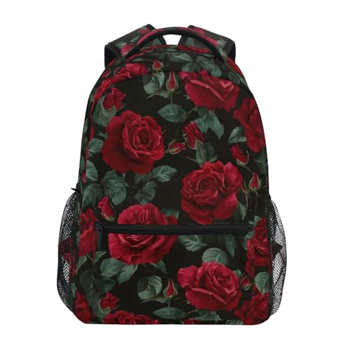 ALAZA Red Rose Flower Floral Large Backpack for Women Girls kids School Personalized Laptop iPad Tablet Travel School Bag with Multiple Pockets - color: Rose