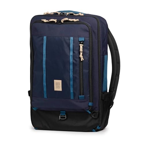 Topo Designs Global Travel Bag – 30L or 40L - Carry-On Compliant Most Airlines, Durable Travel Duffel Bag, Clam Shell Main Pocket, Laptop Sleeve, Backpack, Luggage (40L / Navy/Sahara) - color: Navy/Sahara, size: 40L