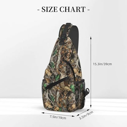 Camouflage Leaves And Deer Outdoor Crossbody Shoulder Bag For Unisex Young Adult Hiking Bicycling - color: Yellow2
