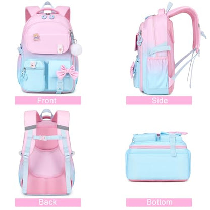 ACESAK Girls Backpack - 3PCS Backpack for Girls Cute School Backpacks for Girl Kindergarten Elementary Preschool Middle Kids School Bags with Lunch Box Pencil Case Set (Pink Blue) - color: Pink Blue