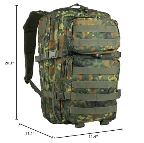 Mil-Tec Unisex Assault Pack - Rugged Durable Lightweight Ergonomic Versatile Tactical Outdoor Camping Hiking Backpack with Adjustable Padded Shoulder Straps & MOLLE Loops, Olive Drab, 36L - color: Olive Drab, style: 36l
