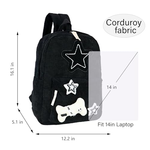 Backpack Trendy Y2K Stars Cute Aesthetic Backpack College Laptop Backpack Casual Travel Daypack for Teens (Black) - color: Black