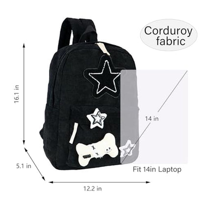 Backpack Trendy Y2K Stars Cute Aesthetic Backpack College Laptop Backpack Casual Travel Daypack for Teens (Black) - color: Black