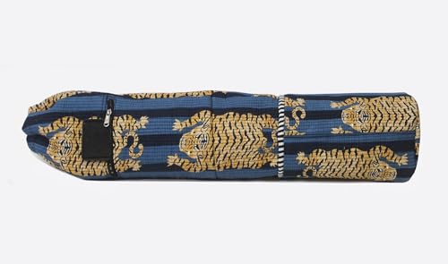 ICC Black Gold Mandala Full-Zip Exercise Yoga Mat Carry Bag Gym Beach Pilates Carrier Bags Hippie Mandala Indian Cotton Bag - style: Blue Trishol Gold