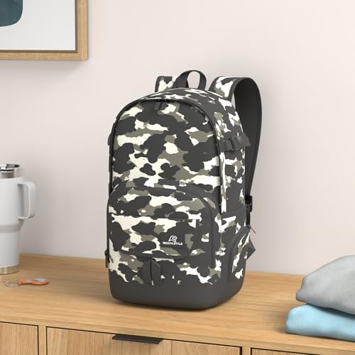 rickyh style School Backpack Travel Bag for Men & Women Lightweight College Back Pack with Laptop Compartmen - color: 04heibai