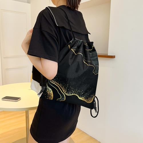Drawstring Backpack Draw String Bag Sports Gym Bags Waterproof Cute Aesthetic Sackpack for Unisex Women Sports Beach Travel(13"×17")-Marble - color: Z13-marble
