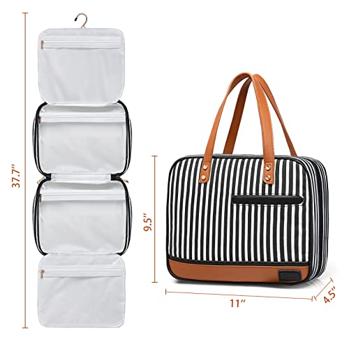 Bosidu Hanging Travel Toiletry Bag,Large Capacity Cosmetic Travel Toiletry Organizer for Women with 4 Compartments & 1 Sturdy Hook,Perfect for Travel/Daily Use/Christmas - color: Z-Black