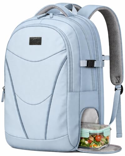 MATEIN HER Nurse Backpack, Nursing Bags for Nurses for Work, Light Blue | Lunch Compartment, Water Resistant, Anti Theft, with Water Bottle Holder, 17.3 Inch Laptops, Lunchbag for Healthcare Workers - color: Light Blue