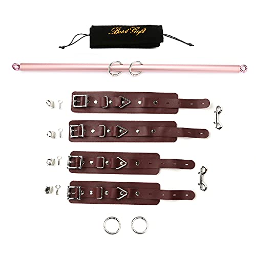 2026 Upgraded Heavy Duty Expandable Spreader Bar – Adjustable PU Straps for Pilates, Yoga - style: Rose+Red