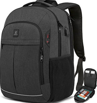 17.3 Inch Laptop Backpack, School Backpack,Large TSA Travel Carry on Backpack,College Student Bookbag with USB Port,Teenagers Water Resistant Computer Bagpack Gift for Men Women,Grey - color: 17.3 Inch-grey