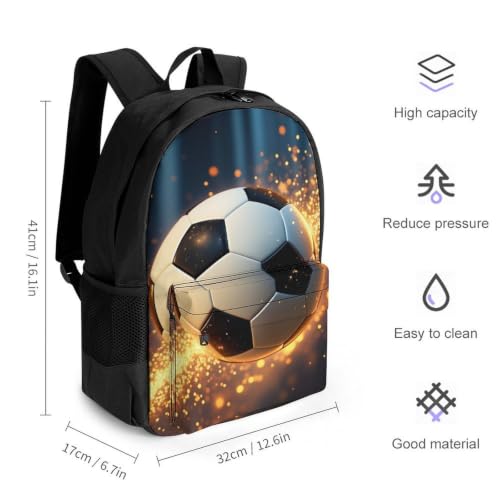 Football Flame Backpack, Durable Polyester Daypack with Laptop Compartment, Reinforced Bottom, Adjustable Shoulder Straps And Multi Pockets for Travel And Daily Use - color: Football Flame