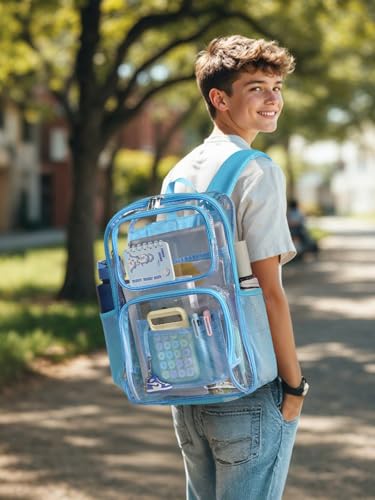 Clear Backpack Heavy Duty for Women Men Boys Girls, Large Clear Bookbag See Through Backpack for School College - color: 4#light-3m Reflective Strips