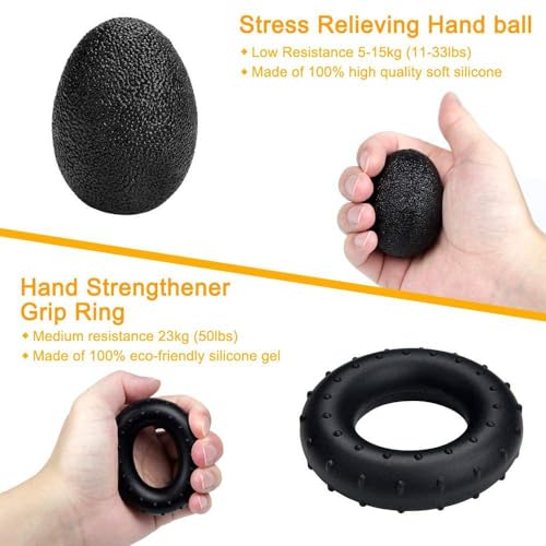 Adjustable Grip Trainer Set Hand Trainer Grip Ring Finger Trainer Combination Fitness Equipment - color: Black