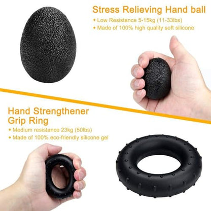 Adjustable Grip Trainer Set Hand Trainer Grip Ring Finger Trainer Combination Fitness Equipment - color: Black