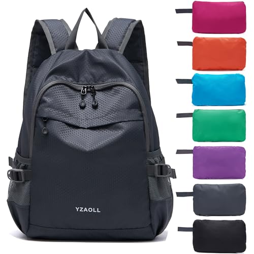 YZAOLL 20L Small Hiking Backpack Lightweight Day Packs, Packable Backpack for Women Men Travel Camping Vacation,Gray - color: A-20l-gray