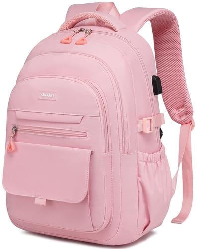 Cute Backpacks for Girls, Teens Aesthetic High School Laptop Backpack College Student Women Bookbag, Mochilas Escolares para Niñas, Pink - color: Pink, size: 15.6in