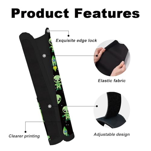 DOODLREAM 2Pcs Soft Auto Seat Belt Cover Pads, Alien Space Car Seatbelt Shoulder Cushion for Comfortable Driving, Compatible with All Cars' Seatbelt and Backpack Straps 11x2.4inch - color: Alien