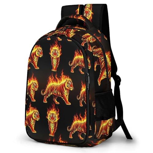 Water Resistant Laptop Backpack Fire Flame Tiger, Business Anti Theft Computer Bag with Water Bottle Pockets for College Men Women - color: Pattern (338)