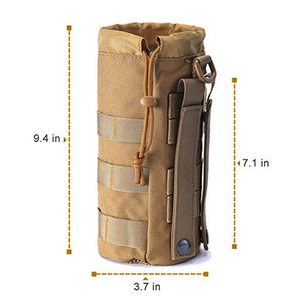 Upgraded Sports Water Bottles Pouch Bag, Tactical Drawstring Molle Water Bottle Holder Tactical Pouches, Travel Mesh Water Bottle Bag Tactical Hydration Carrier - color: Tan