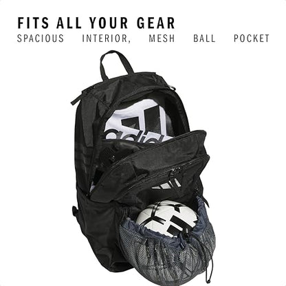 adidas Stadium 4 Soccer Backpack – Team Sports Bag with Ball Pocket, 36L - color: Black/4.0