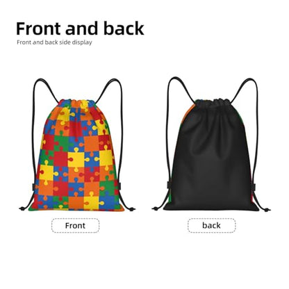 Gianlaima Colorful Autism Awareness Brain Drawstring Bags Backpack Bag Sport Gym Sack String Bag Yoga Dance Travel Bag For Men Women - color: Black28