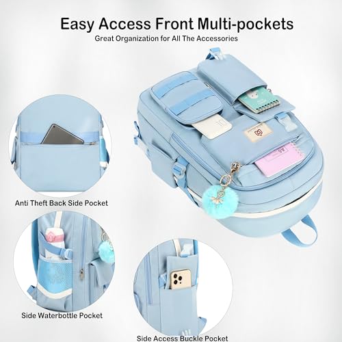 Hidds Laptop Backpacks 15.6 In Kids School Backpack for Girls Women Bookbag - color: A-blue