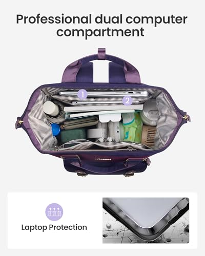 LOVEVOOK Laptop Backpack for Women with Giant Tumbler Holder Pocket,15.6 inch Waterproof Travel Backpack Purse Computer Laptop Bag - color: Purple Blue, size: 15.6 Inch Cup