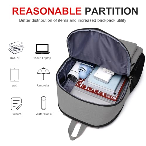 Casual Laptop Backpack,School Backpack Large Bookbag with USB for High School College Students Office Business, Grey - color: Grey, size: 15.6 Inch