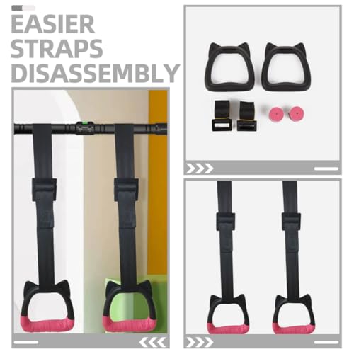 Gymnastic Rings Set with 2m Adjustable Straps, Professional Pull-up Sports Gym Rings for Indoor Training and Workout Fitness Equipment