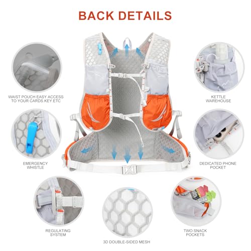 IX INOXTO Hydration Backpack, 18L Lightweight Hiking Backpack with 2L Water Bladder Daypack Women Men, Water Backpack Insulated Hydration Pack for Hiking, Running, Festival, Cycling - color: Orange