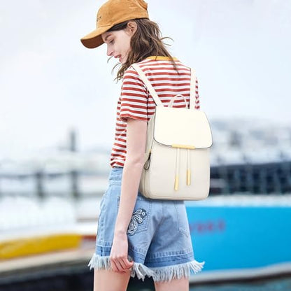 KKXIU Trendy Leather Backpack Purse for Women and Ladies Shoulder Travel Daypacks Bags (A-White) - color: A-white, style: Backpack
