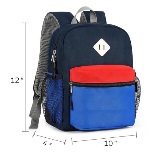 STEAMEDBUN Toddler Preschool Backpack for Boys 2-4,Mini - color: Dark-blue&red, size: Mini - 12"H