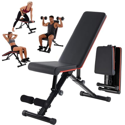 NEWBULIG Adjustable Weight Bench for Home Gym, Foldable Incline Decline Flat Workout Bench for Full Body Exercise, Bench Press and Sit Up Training Equipment, 795 lbs Capacity - color: Modern Black