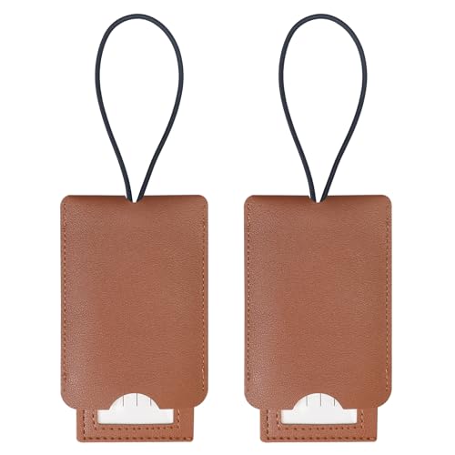 Gloppie Luggage Tags for Suitcases PU Leather Travel Bag Tag for Luggage Brown 2 Pack - color: Brown