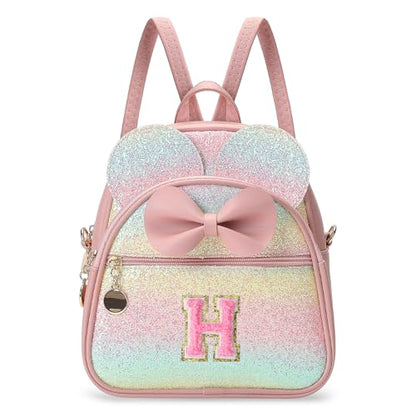 Birthday Gift for 2 3 4 5 6 7 8 9 10 Year old Girls Personalized Initial Mini Backpack Purse for Toddler Kids-Shine-H - color: Shine, style: H