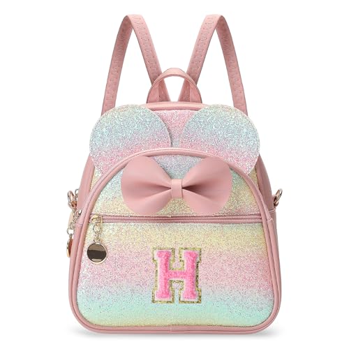 Birthday Gift for 2 3 4 5 6 7 8 9 10 Year old Girls Personalized Initial Mini Backpack Purse for Toddler Kids-Shine-H - color: Shine, style: H