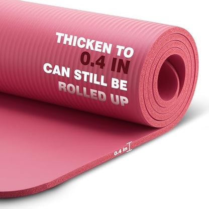 KEEP Extra Thick NBR Yoga Mat for Women & Men, 10mm Thick, 72”x24” Large Exercise Mat with Non-Slip Workout Mat for Yoga, Pilates, Stretching, Meditation – Wide & Cushioned Fitness Mat - color: pink