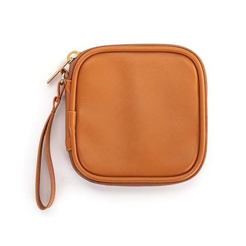 DEMDACO Electronic Accessories Tech Pouch Carry Case Travel Organizer for Cables Chargers and Headphones 4 x 4 Inch Saddle Brown - color: Brown