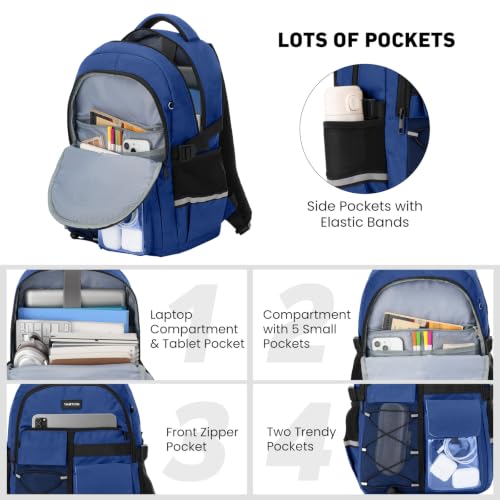 YAMTION School Laptop Backpack for Men Boys,Bookbag for Middle High School Teens Travel Daypack（Blue） - color: Blue