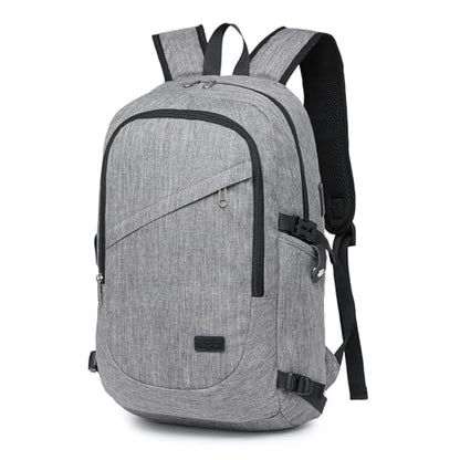 Kono Travel Laptop Backpack with USB Charging Port, Business Anti Theft Slim Sturdy Personal Item Bag, Water Resistant College Computer Daypack for Men & Women Fits 15.6 Inch Notebook, Grey - color: Grey