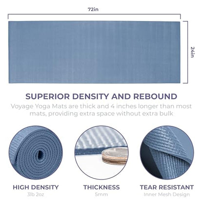 Voyage Yoga Mat, 6 Pack, 72" x 24" Professional Studio and Gym Bulk Yoga Mats, 5mm Thick, Durable, Anti-Tear, Non Slip Fitness and Exercise Mats - color: Slate
