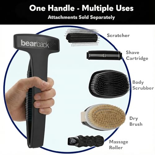 bearback Lotion Applicator for Back & Body - Long Reach Folding Handle with Reusable Foam Rollers - Apply Lotion, Medication, Ointment, Sunscreen, Self Tanner - (Black) (Handle with 2 Rollers) - color: Black