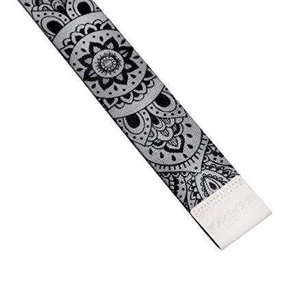 YOGA DESIGN LAB | The Yoga Strap | Luxurious, Extra Long, Super Soft, Eco Printed | Studio Quality, Adjustable | Safely Stretch Further and Hold Longer | 8 ft Long (Mandala Black, 8ft)