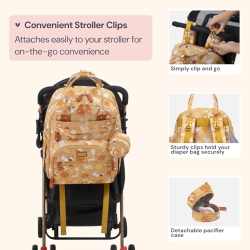 BabbleRoo Diaper Bag Backpack - Baby Essentials Travel Tote - Multi Function Water Resistant Diaper Bag, Travel Essentials Baby Bag with Changing Pad, Stroller Straps & Pacifier Case - Unisex, Safari - color: Safari, size: Large