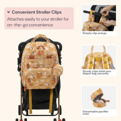 BabbleRoo Diaper Bag Backpack - Baby Essentials Travel Tote - Multi Function Water Resistant Diaper Bag, Travel Essentials Baby Bag with Changing Pad, Stroller Straps & Pacifier Case - Unisex, Safari - color: Safari, size: Large